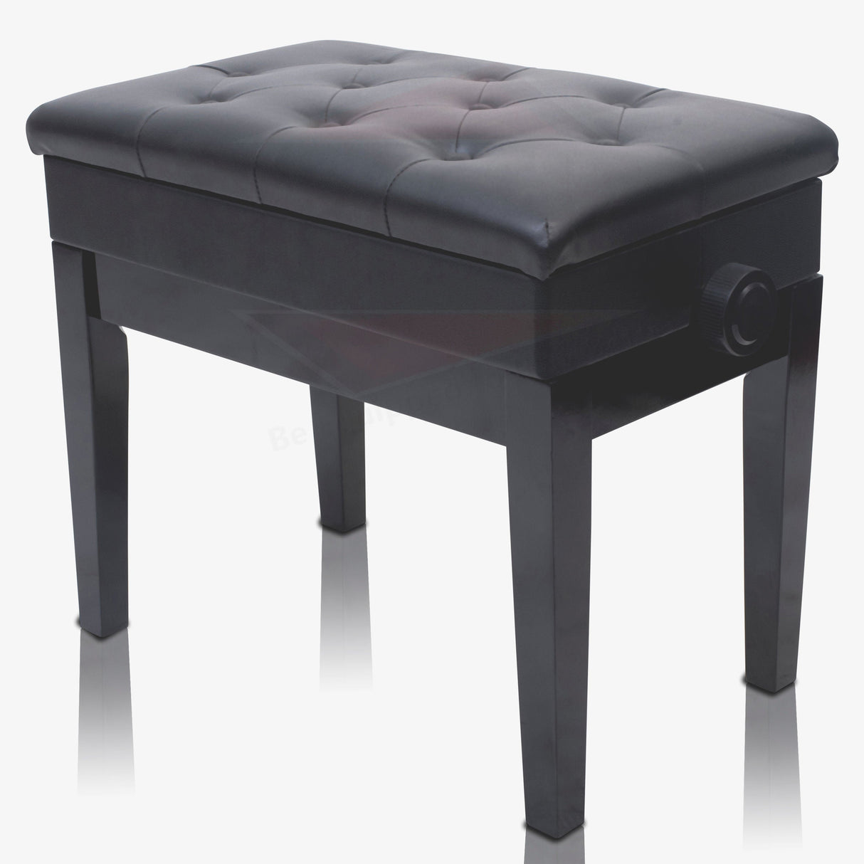 GRIFFIN Premium Antique Piano Bench - Adjustable Black Solid Wood Frame & PU Leather Padded Cushion by GeekStands.com