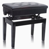 GRIFFIN Premium Antique Piano Bench - Adjustable Black Solid Wood Frame & PU Leather Padded Cushion - Vintage Ergonomic Musicians Keyboard Chair by GeekStands.com