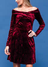 Velvet Off Shoulder Dress by Shop at Konus