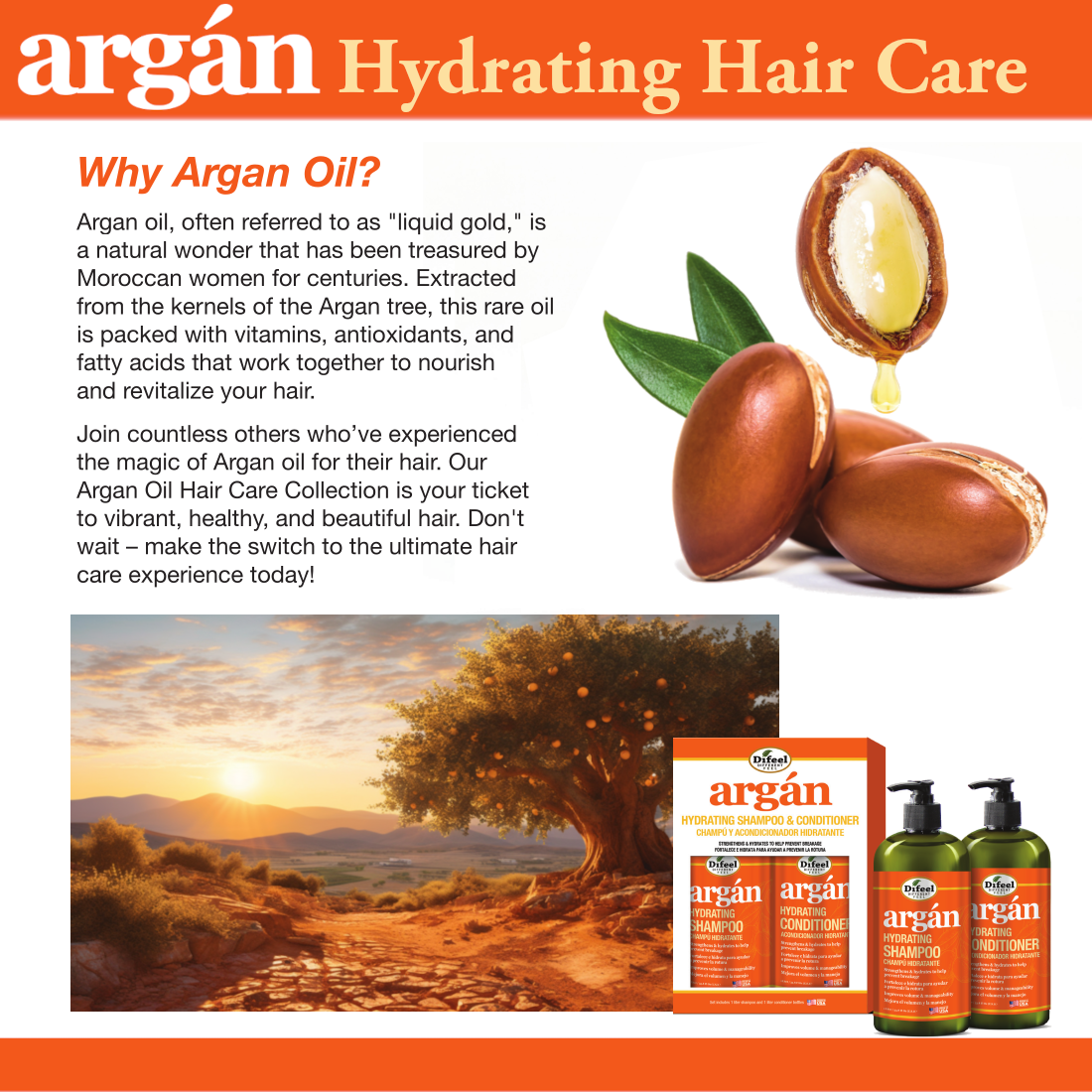 Difeel Argan Hydrating Shampoo 33.8 oz. by difeel - find your natural beauty