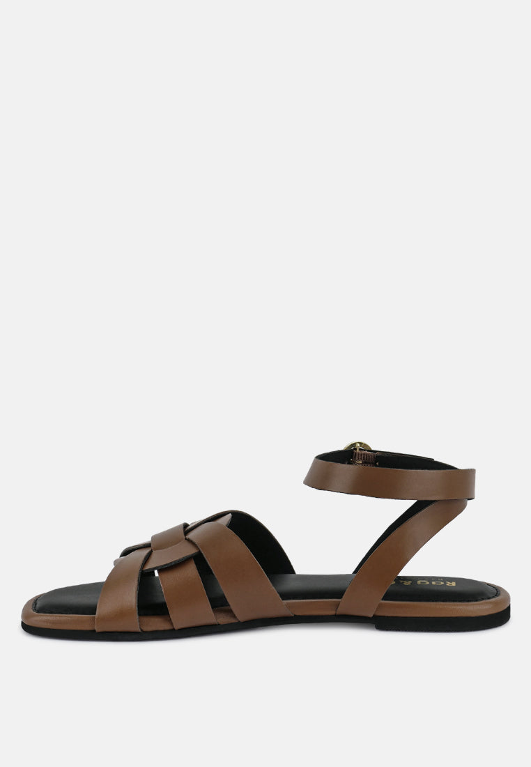 ashton flat ankle strap sandals by London Rag