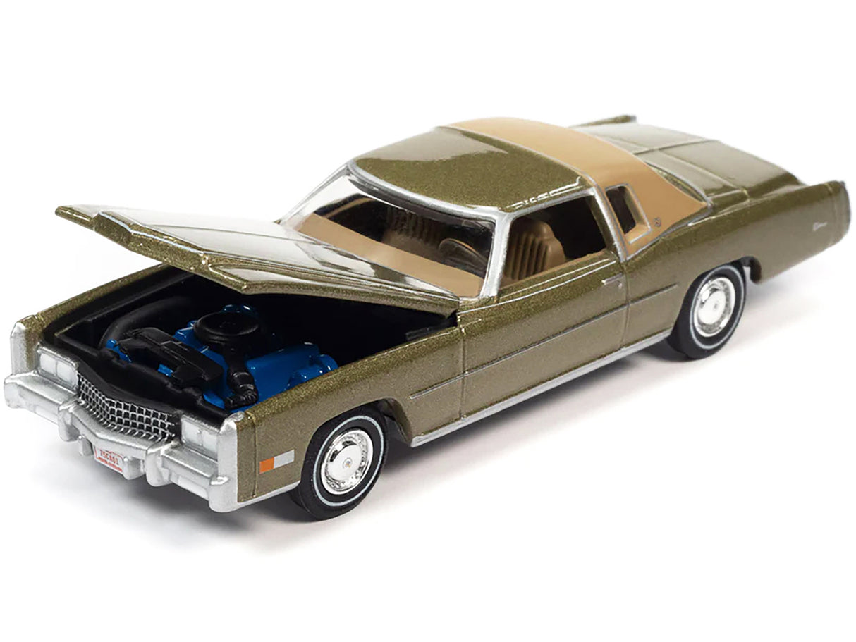 1975 Cadillac Eldorado Tarragon Gold Metallic with Rear Section of Roof Sandalwood Tan "Luxury Cruisers" Limited Edition to 14910 pieces Worldwide 1/64 Diecast Model Car by Auto World