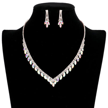 Crystal Rhinestone Pave Necklace Earring Set by Madeline Love