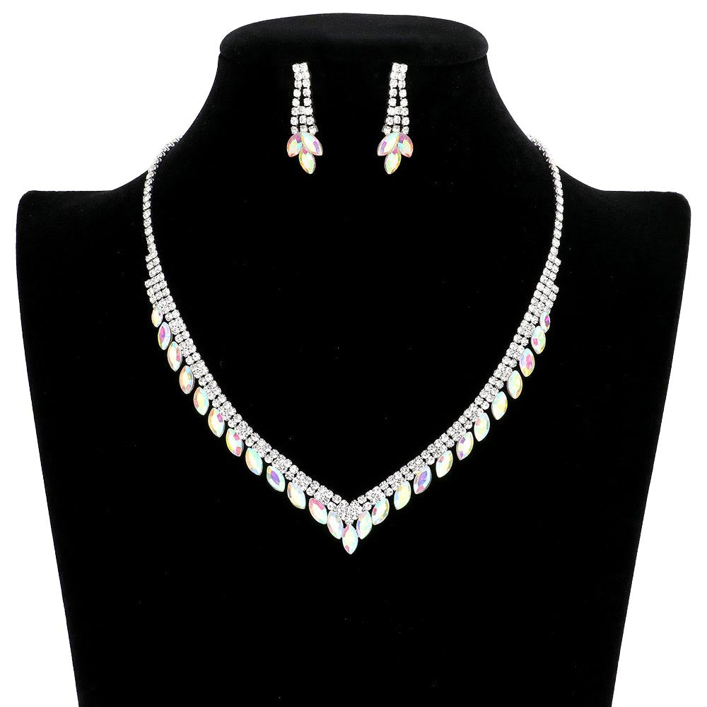 Crystal Rhinestone Pave Necklace Earring Set by Madeline Love