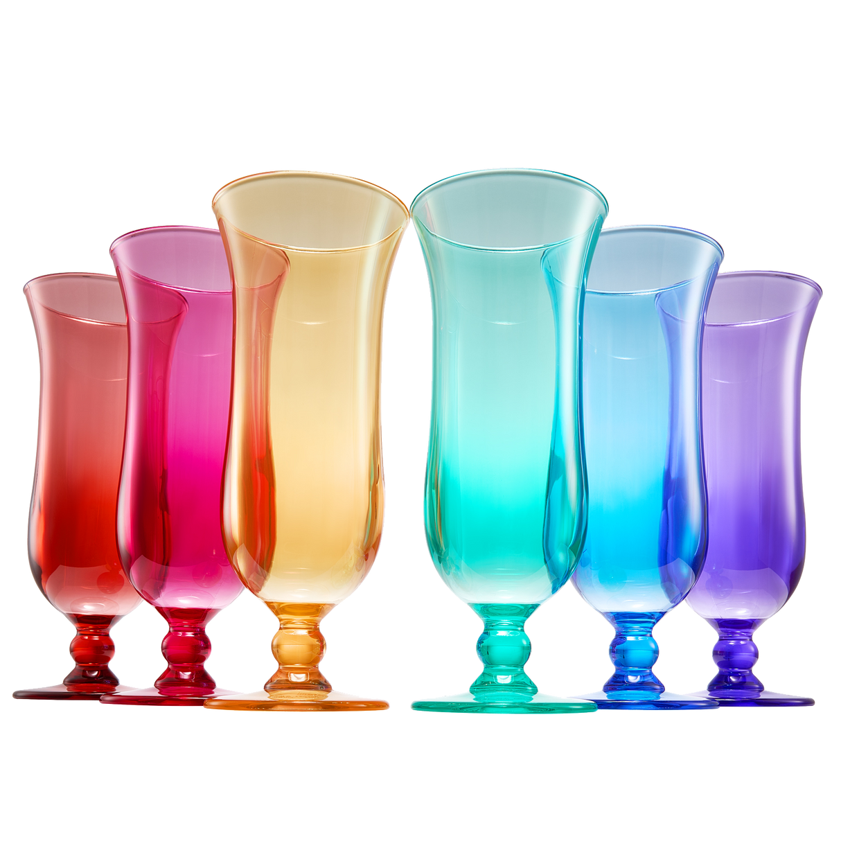 Unbreakable Color Hurricane Glasses | Set of 6 | 100% Tritan Drinkware, 14 oz Acrylic Dishwasher Safe Shatterproof BPA-free plastic, Reusable Pina Colada, Cocktail Margarita Tropical Party Drinkware by The Wine Savant