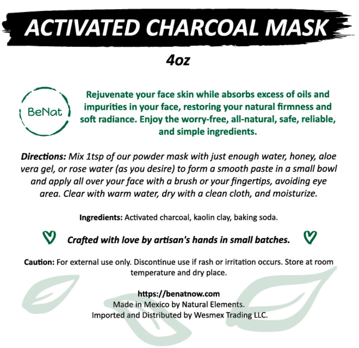 Activated Charcoal Mask by BeNat