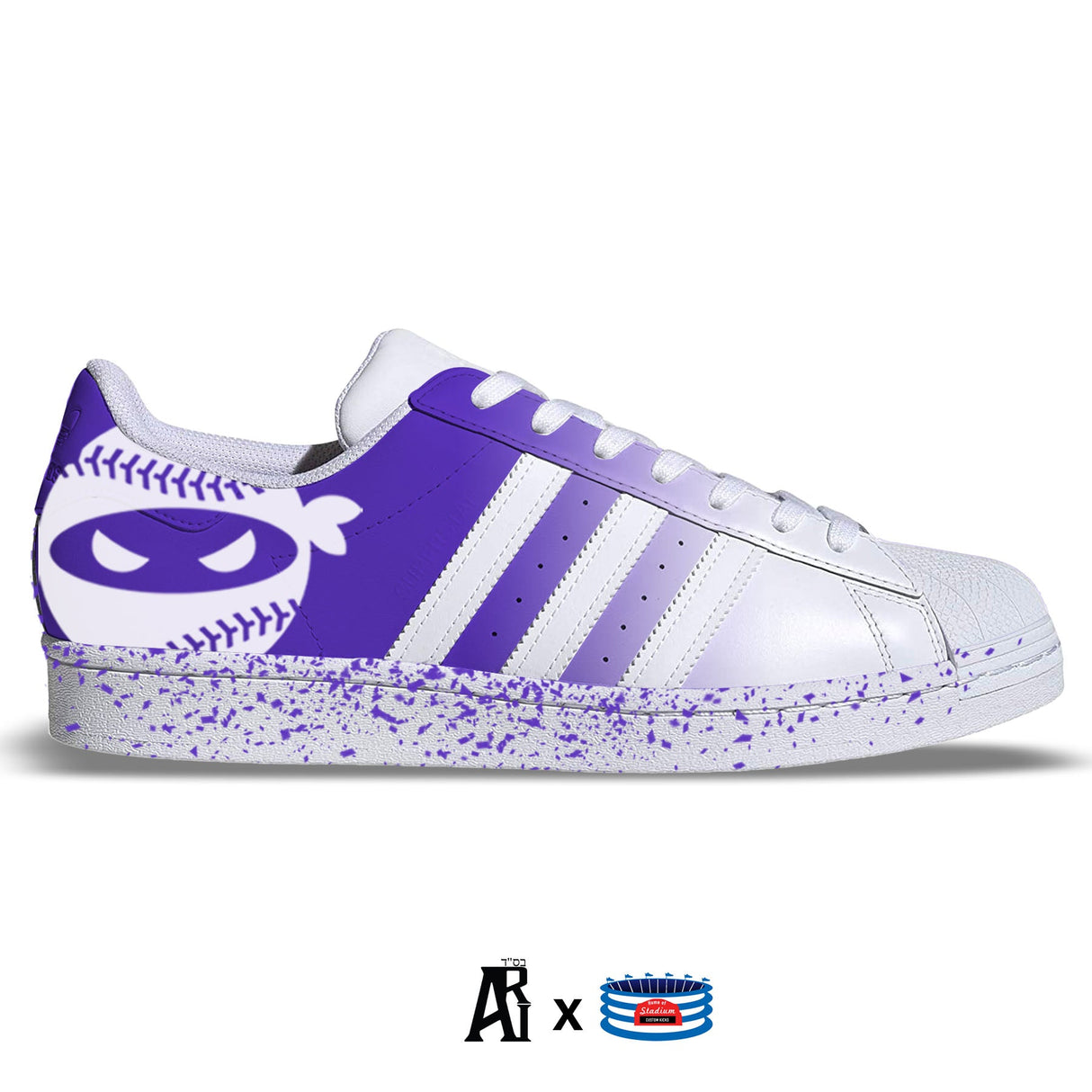 "Purple Ninja" Adidas Superstar Shoes by Stadium Custom Kicks