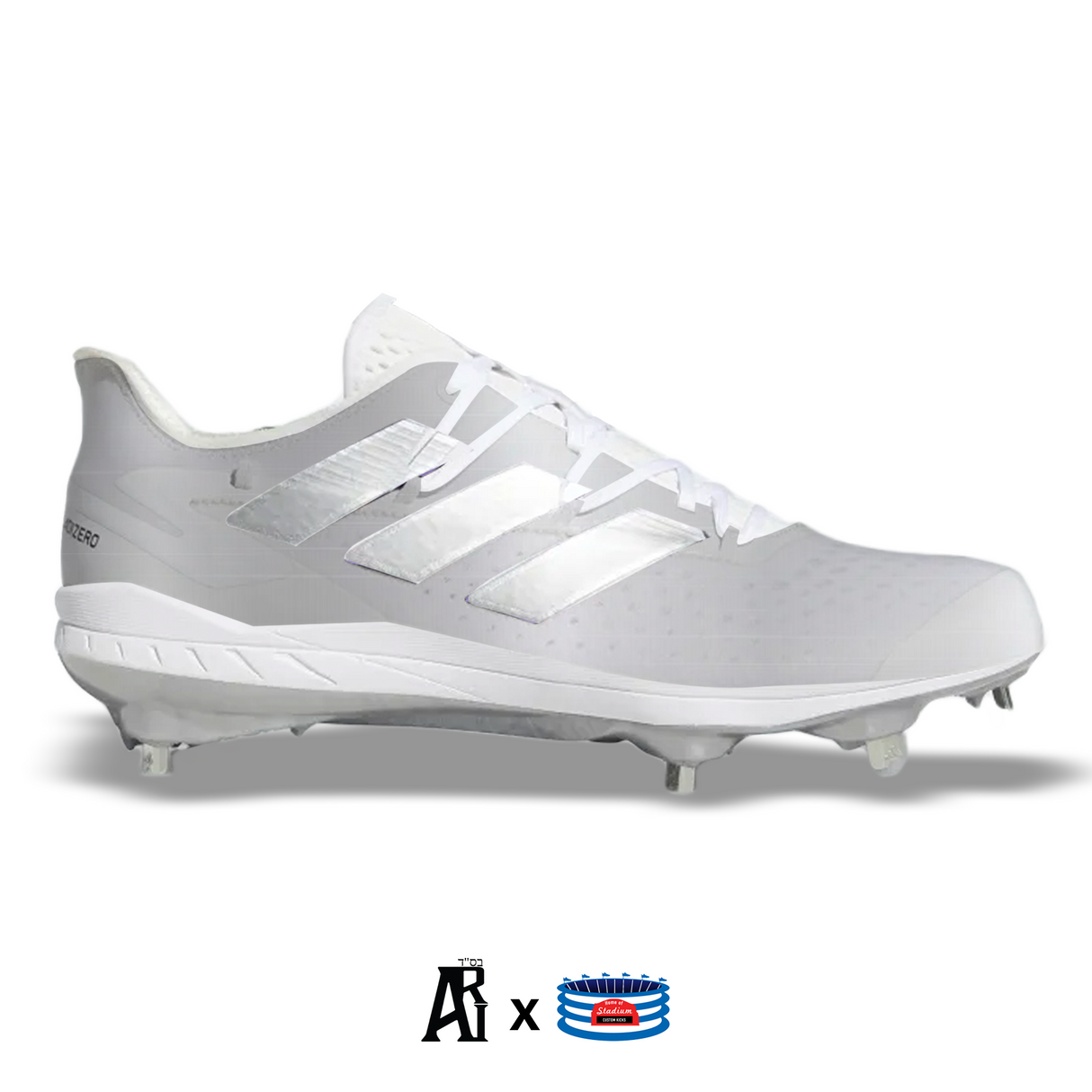 "Silver" Adidas Adizero Afterburner 8 Cleats by Stadium Custom Kicks