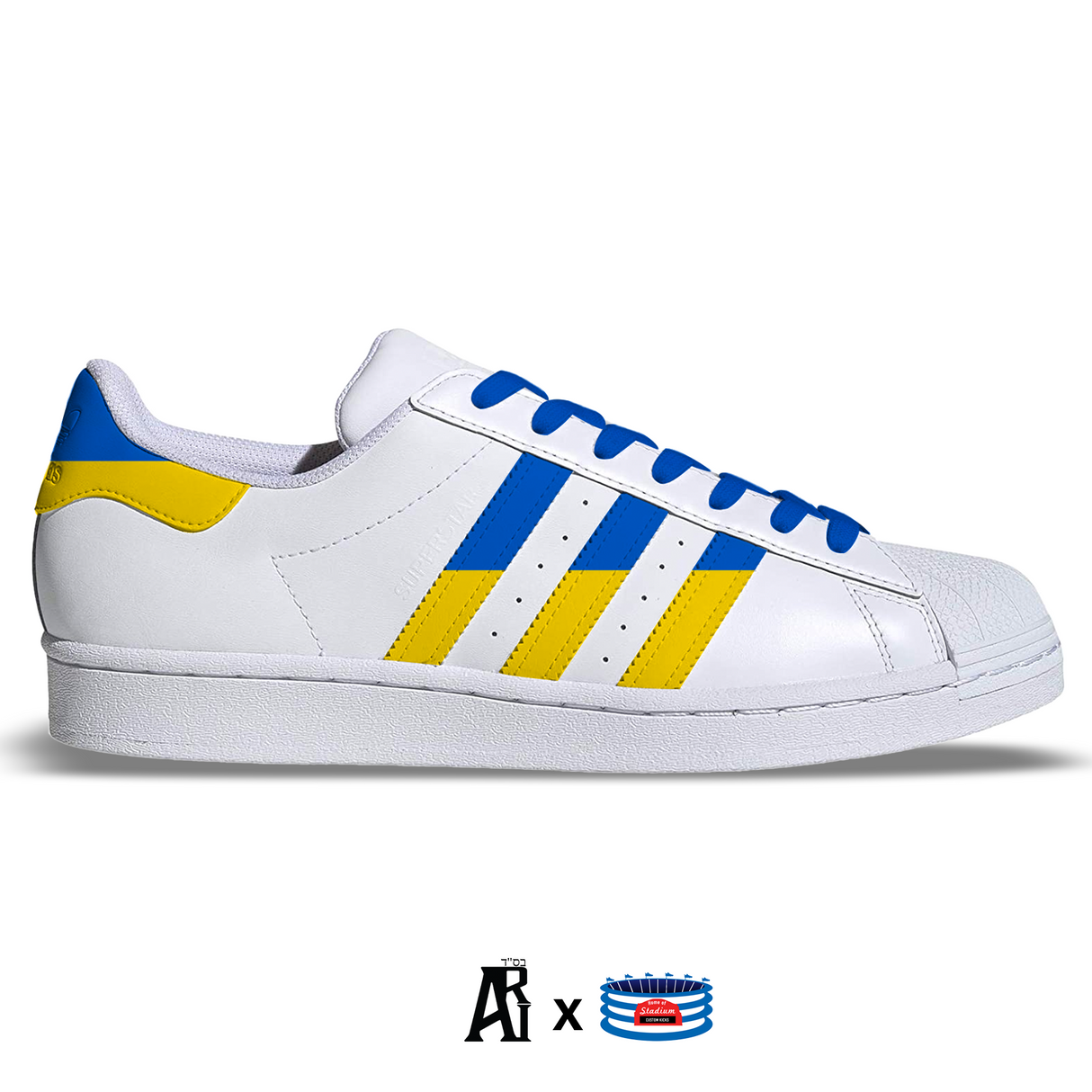 "Ukraine Strong" Adidas Superstar Shoes by Stadium Custom Kicks