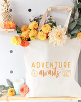 Adventure Awaits Cotton Canvas Tote Bag by The Cotton & Canvas Co.