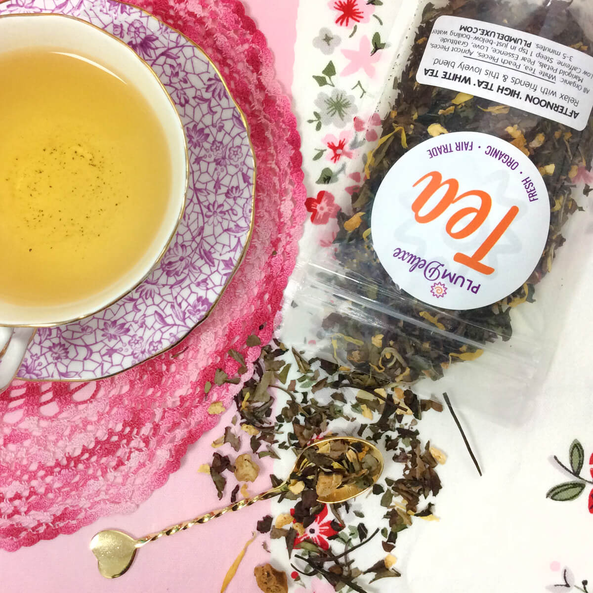 Afternoon High Tea White Tea (Peach - Pear) by Plum Deluxe Tea