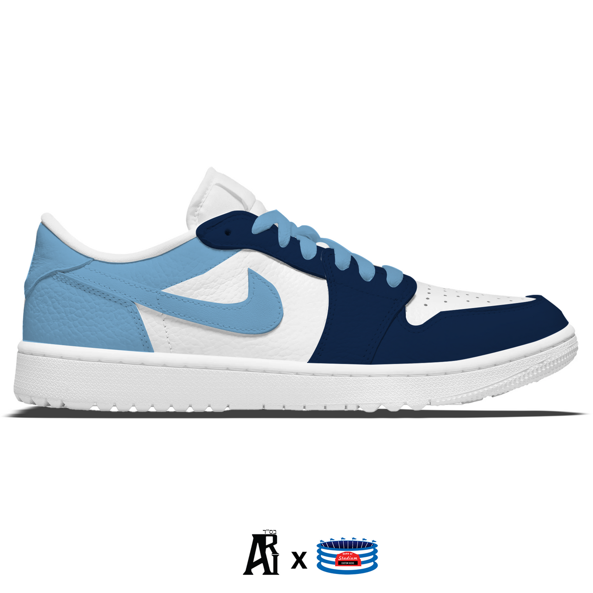 "Carolina" Jordan 1 Golf Shoes by Stadium Custom Kicks