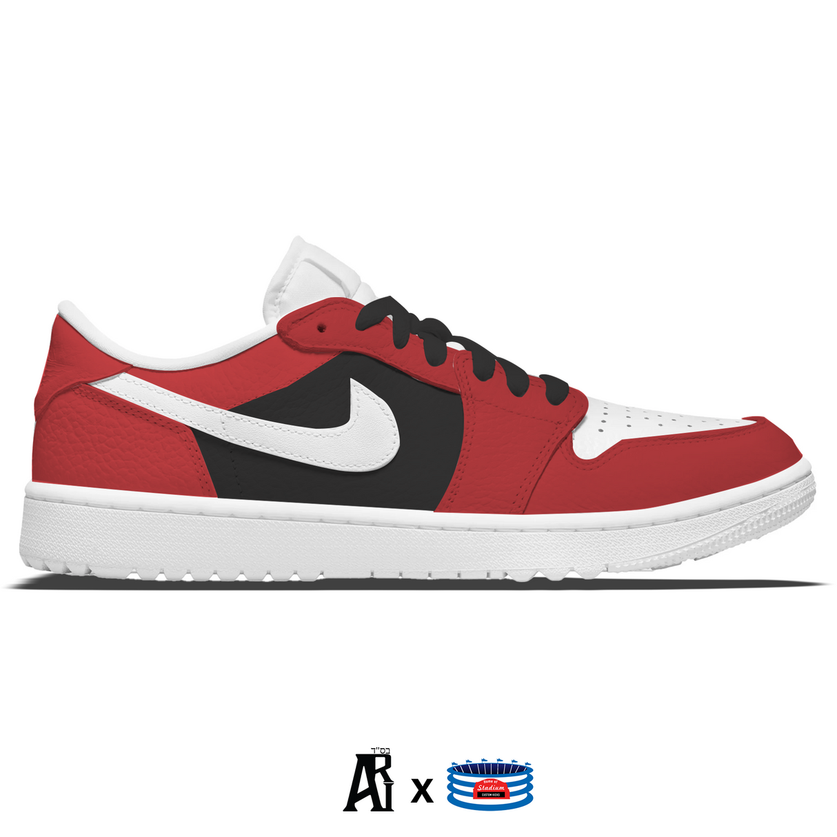 "Red & Black" Jordan 1 Golf Shoes by Stadium Custom Kicks