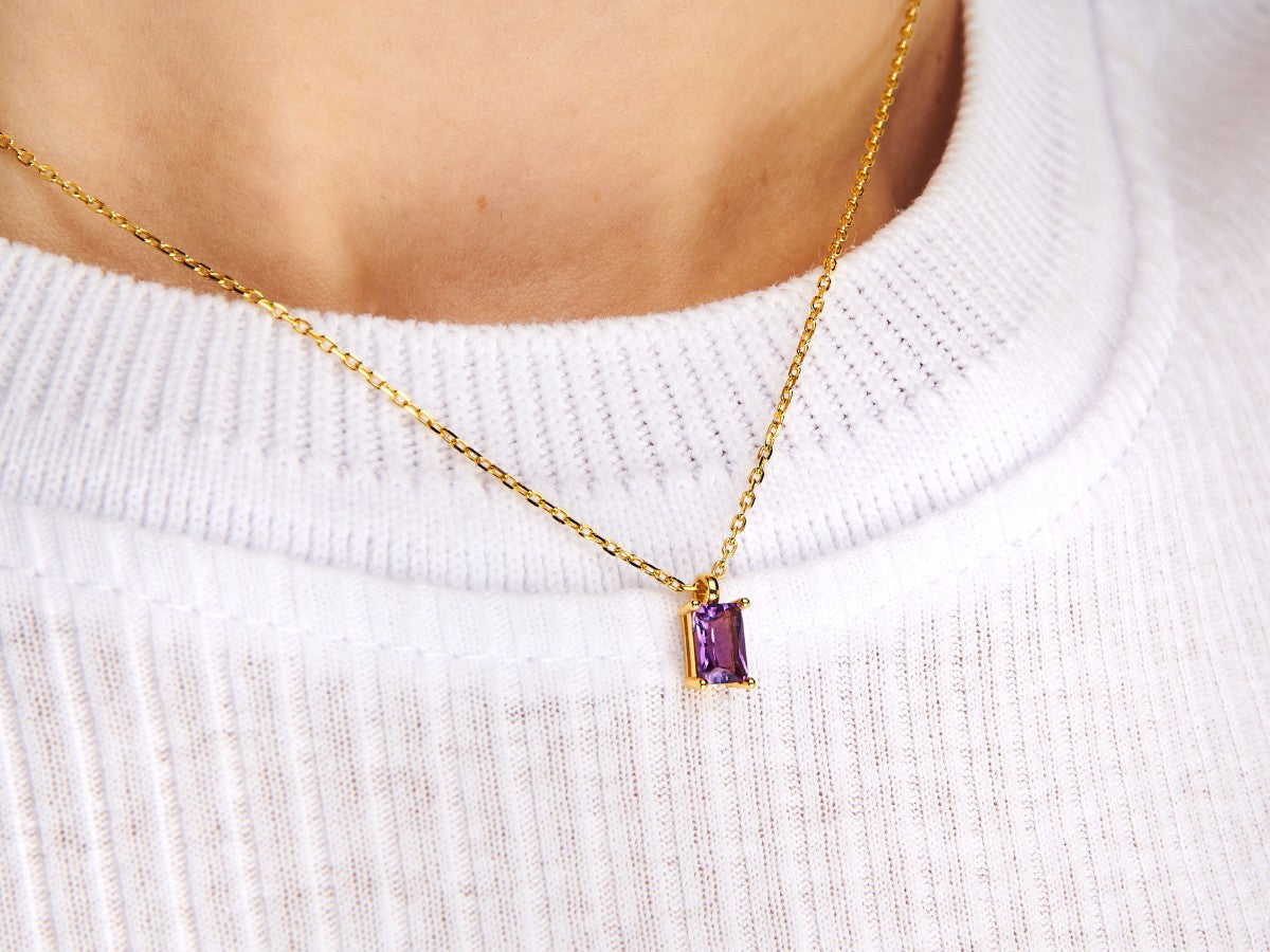 Birthstone Necklace - February by Little Sky Stone