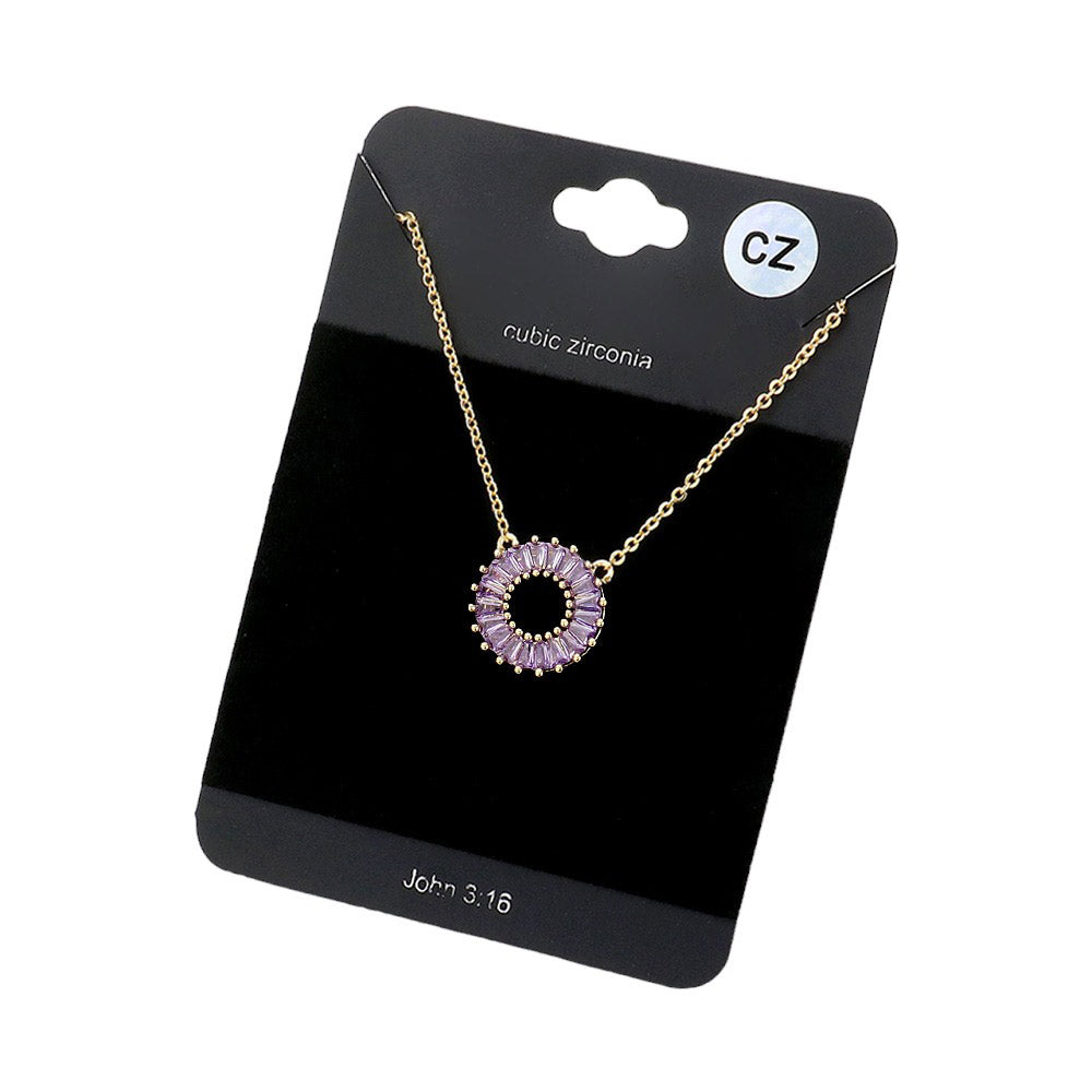 CZ Embellished Open Circle Pendant Necklace by Madeline Love