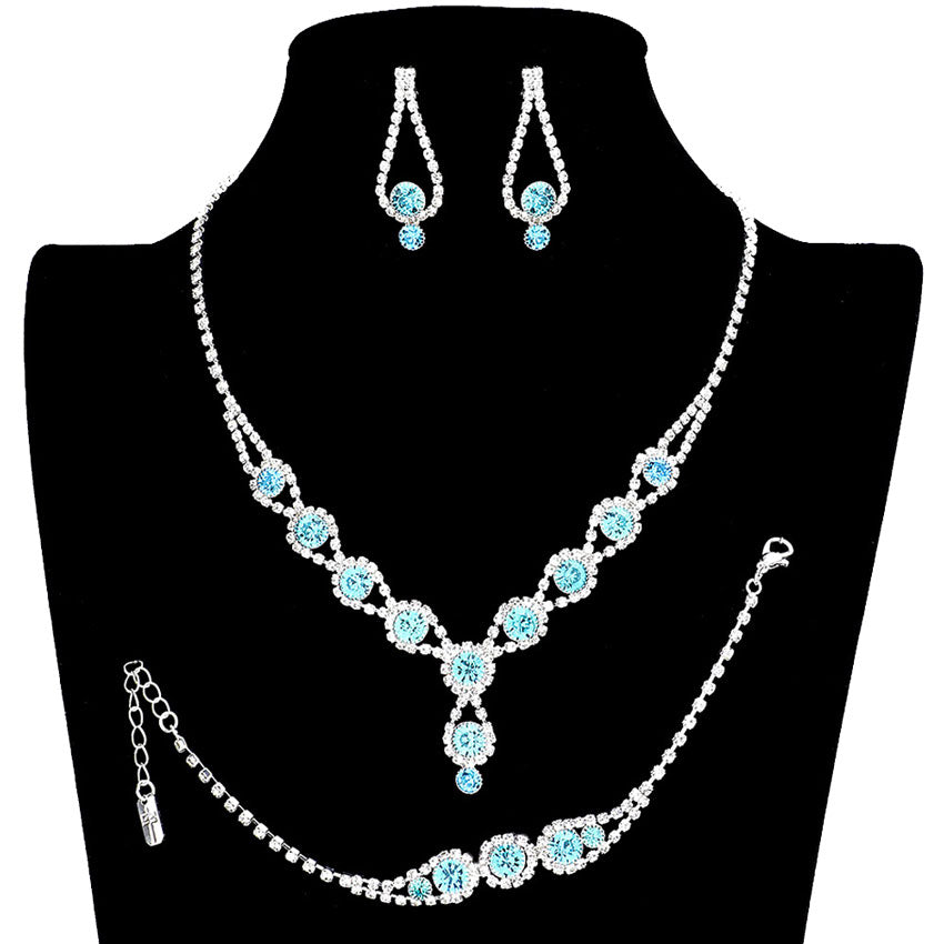 3PCS Rhinestone Bubble Necklace Jewelry Set by Madeline Love