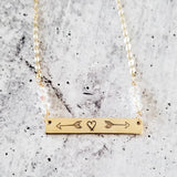 Arrow Bar Necklace with Crystal Accent by Salt and Sparkle