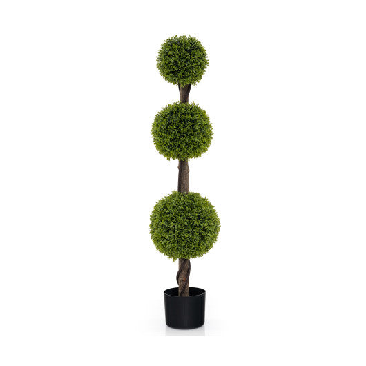 4 FT Artificial Ball Shape Bush Tree with Lush PE leaves and Trunk