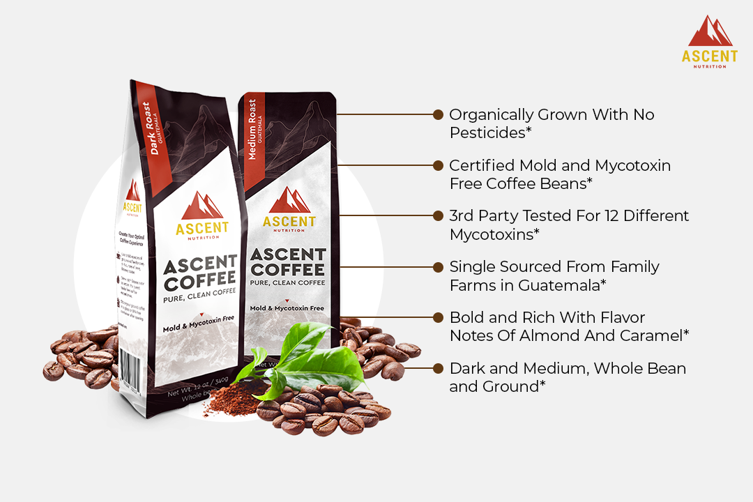 Ascent Organic Mycotoxin Tested Coffee, 12 oz Bag by Ascent Nutrition