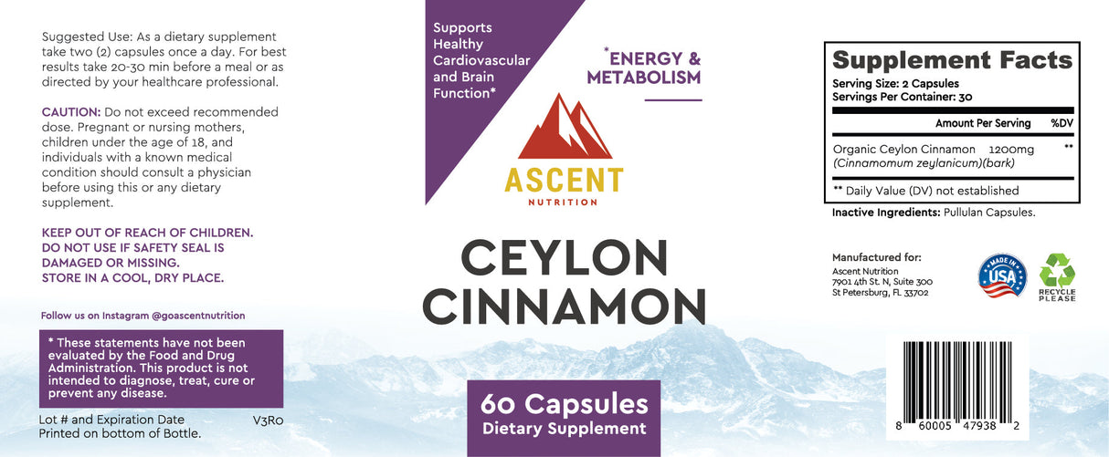 Ceylon Cinnamon by Ascent Nutrition