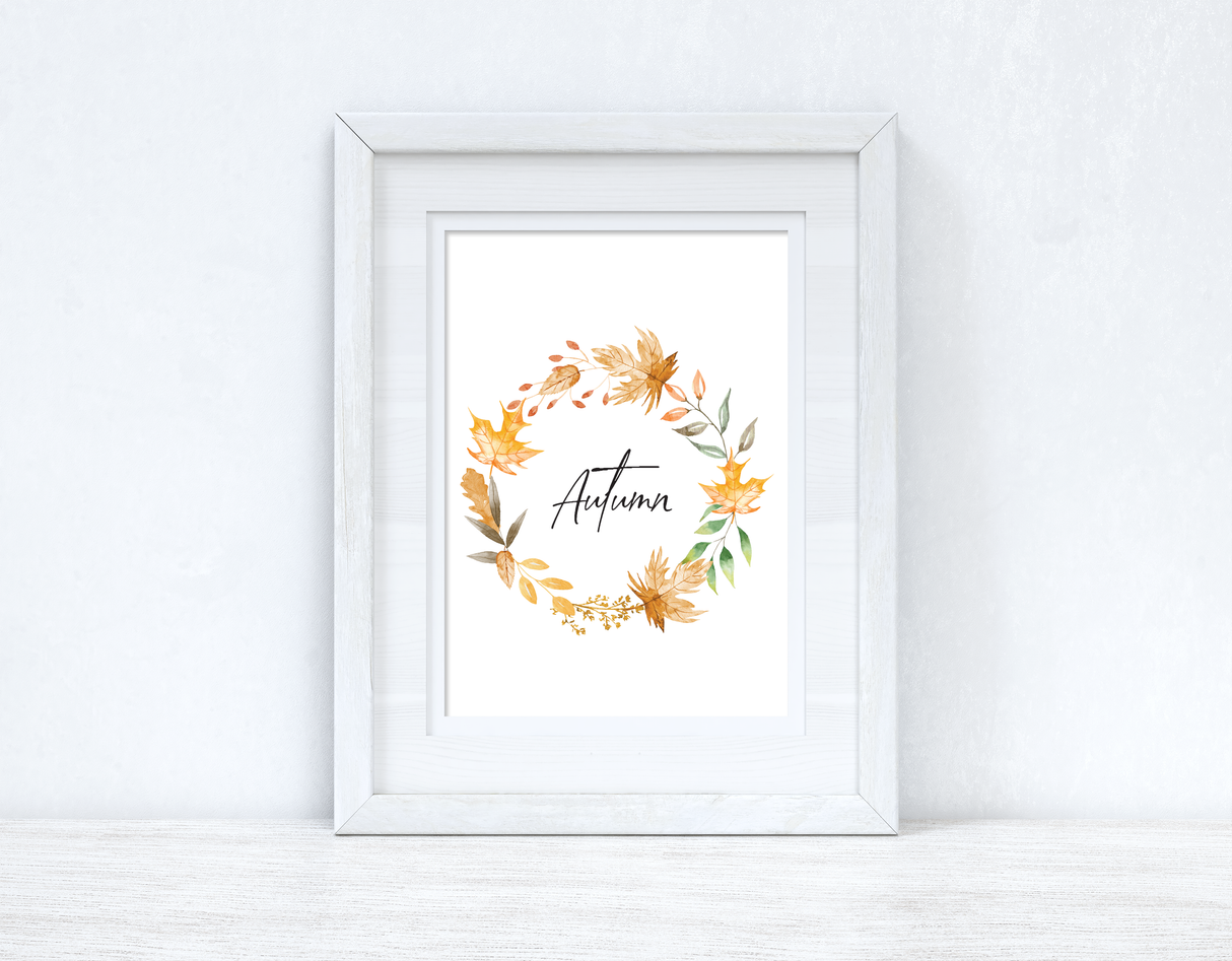 Autumn Watercolour Leaf Wreath Autumn 2021 Seasonal Wall Home Decor Print by WinsterCreations™ Official Store