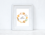 Autumn Watercolour Leaf Wreath Autumn 2021 Seasonal Wall Home Decor Print by WinsterCreations™ Official Store