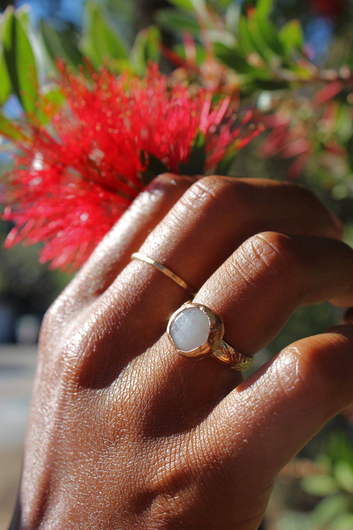 Rainbow Moonstone Floral Band by Toasted Jewelry