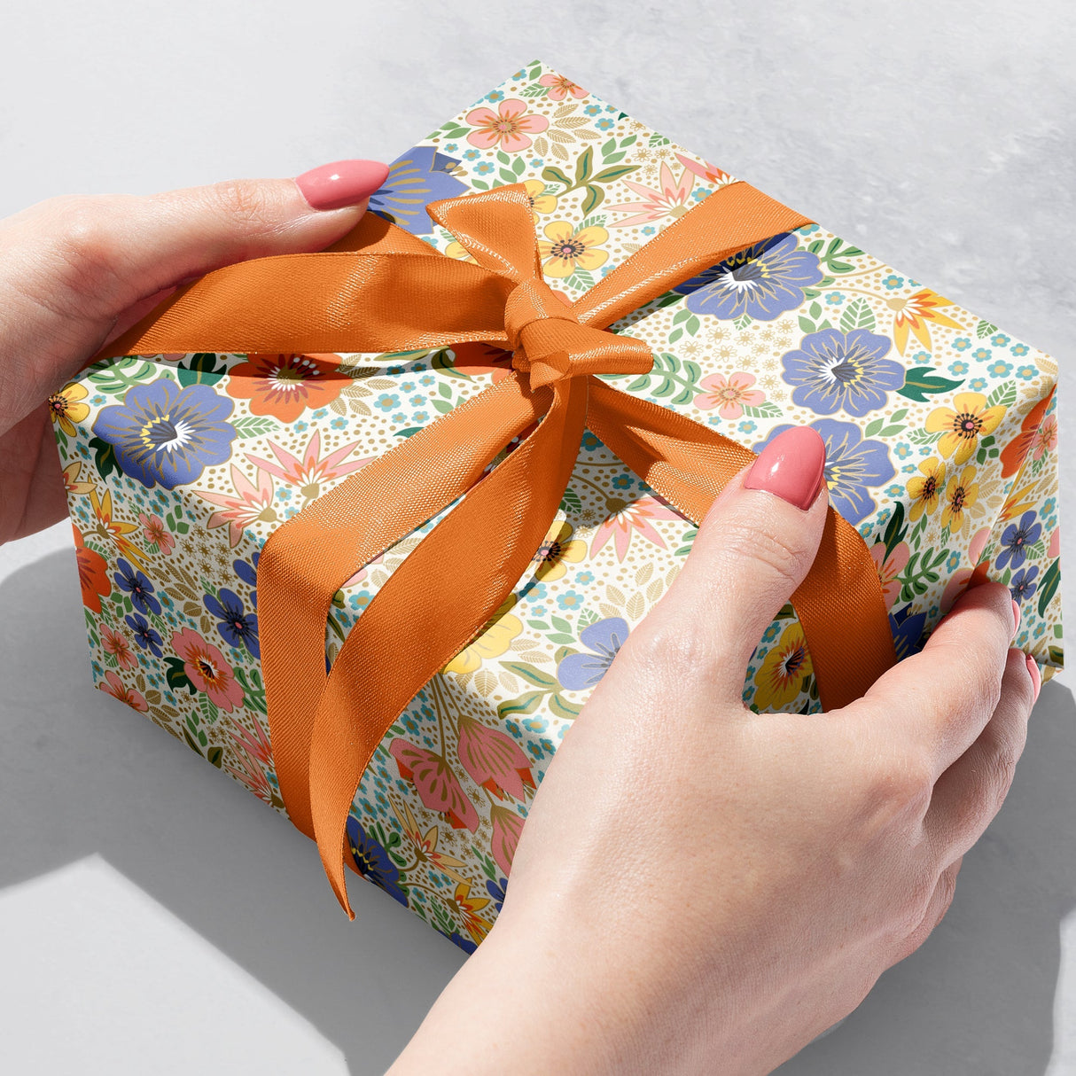 Golden Floral Gift Wrap by Present Paper