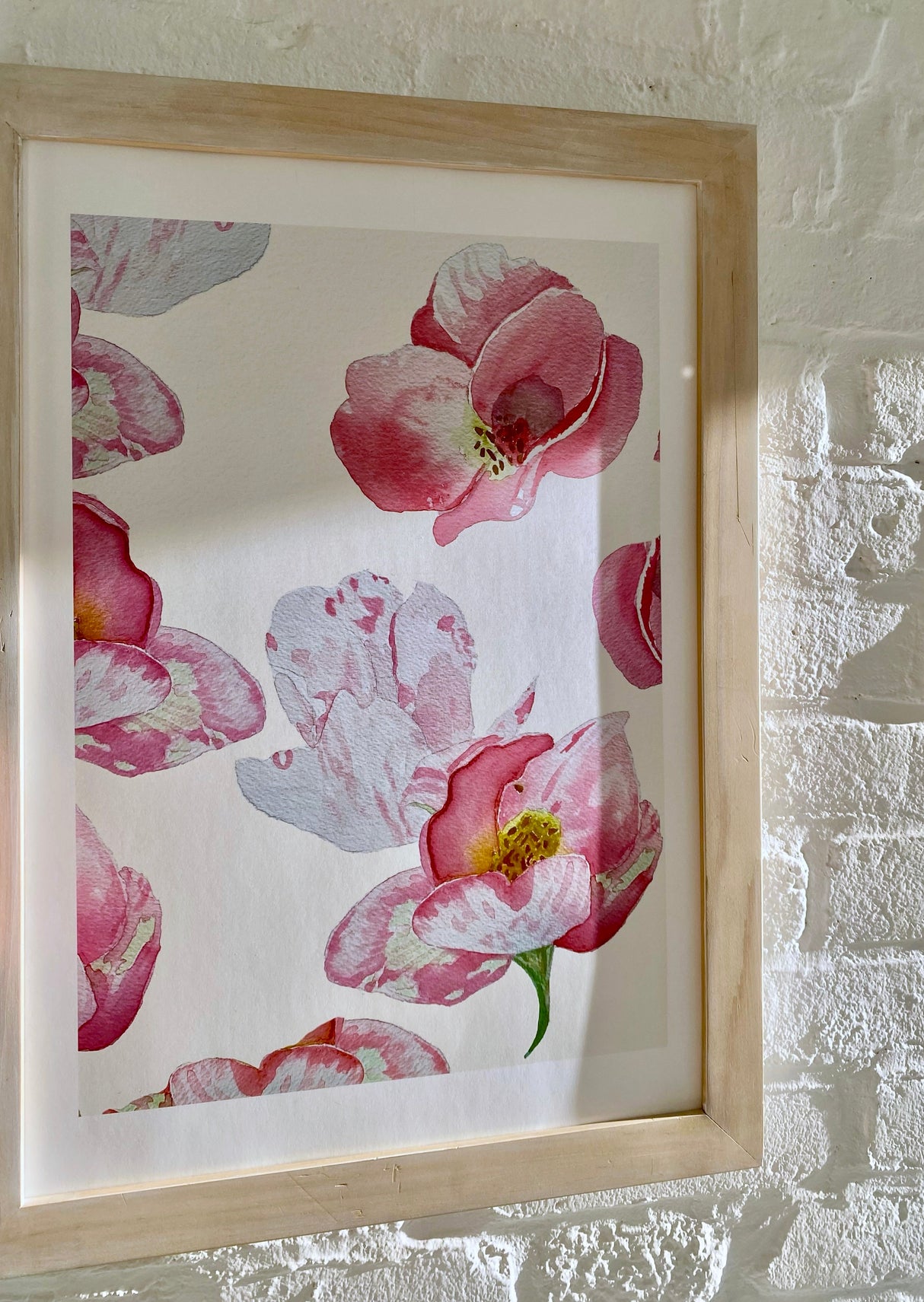 Art Print:  Wild Dog Rose on Ecru by India & Purry