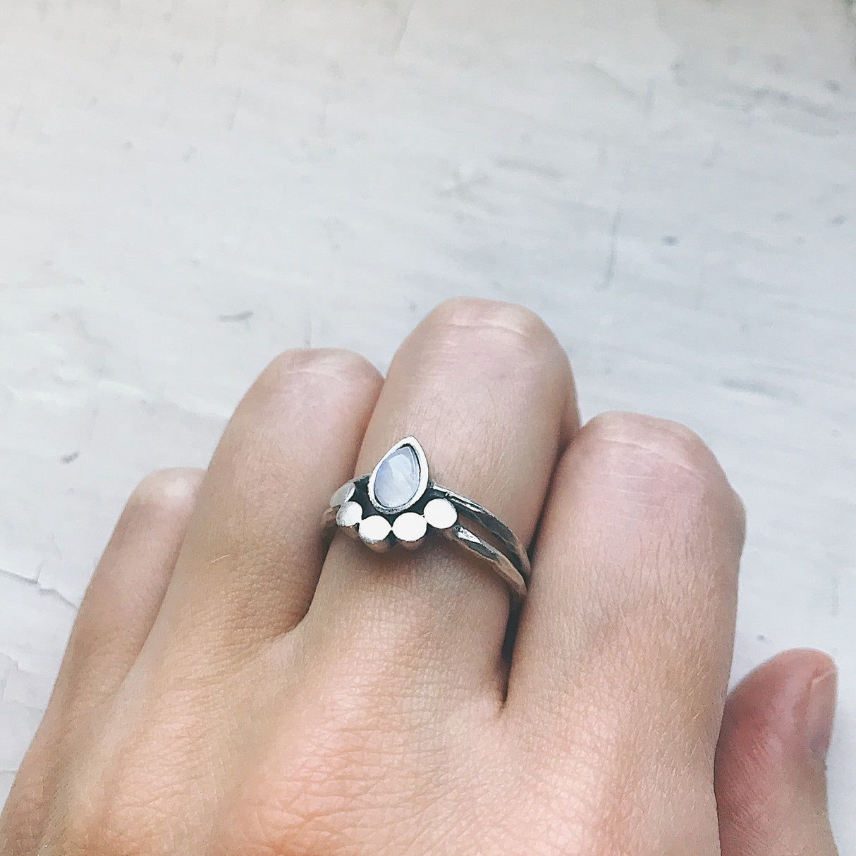 Moondrop Moonstone Ring by Yugen Handmade