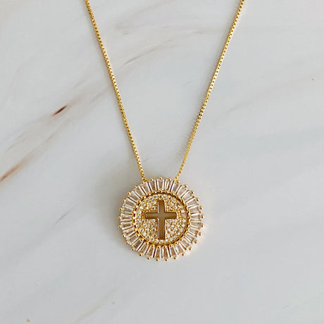 Shine Circle Cross Necklace by Ellisonyoung.com