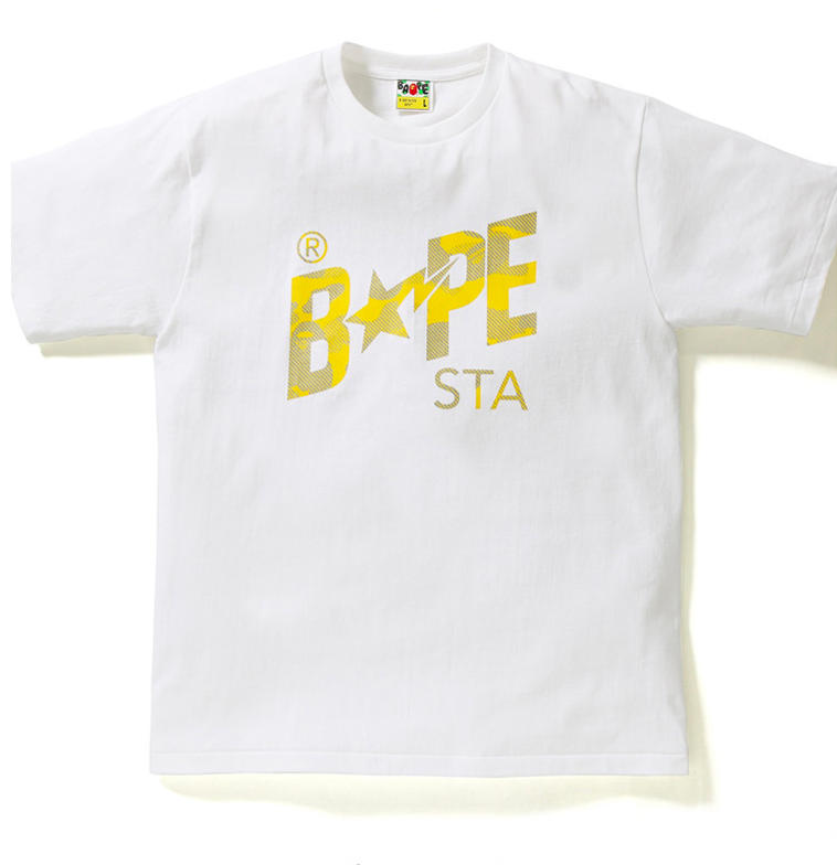 BAPE Reflection Camo Bapesta Tee White/Yellow by Phantom Marketplace