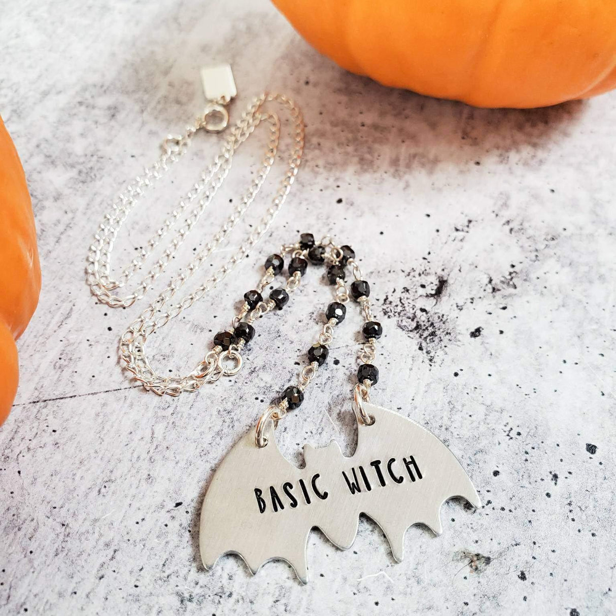 BASIC WITCH Silver Bat Necklace by Salt and Sparkle