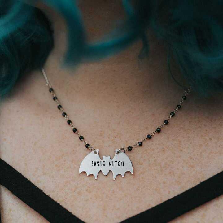 BASIC WITCH Silver Bat Necklace by Salt and Sparkle