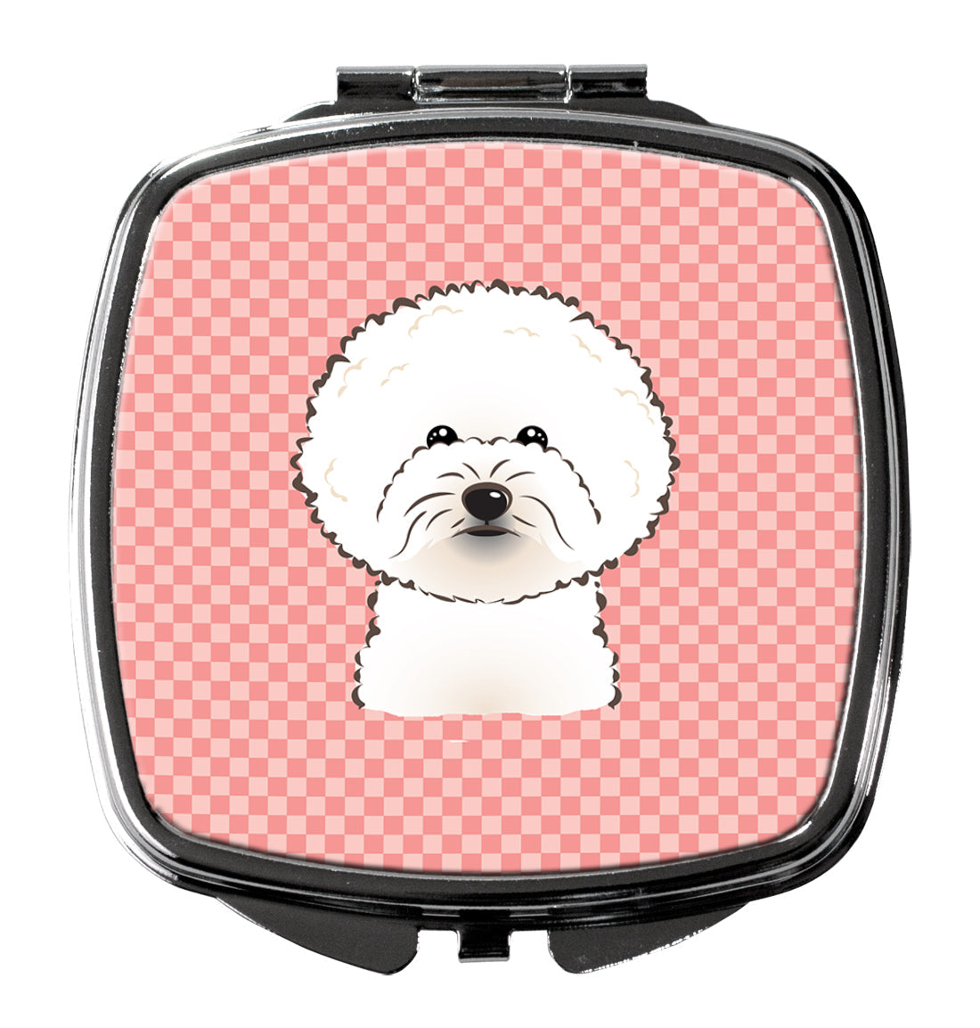 Checkerboard Pink Bichon Frise Compact Mirror BB1217SCM by Caroline's Treasures