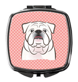 Checkerboard Pink White English Bulldog  Compact Mirror BB1220SCM by Caroline's Treasures