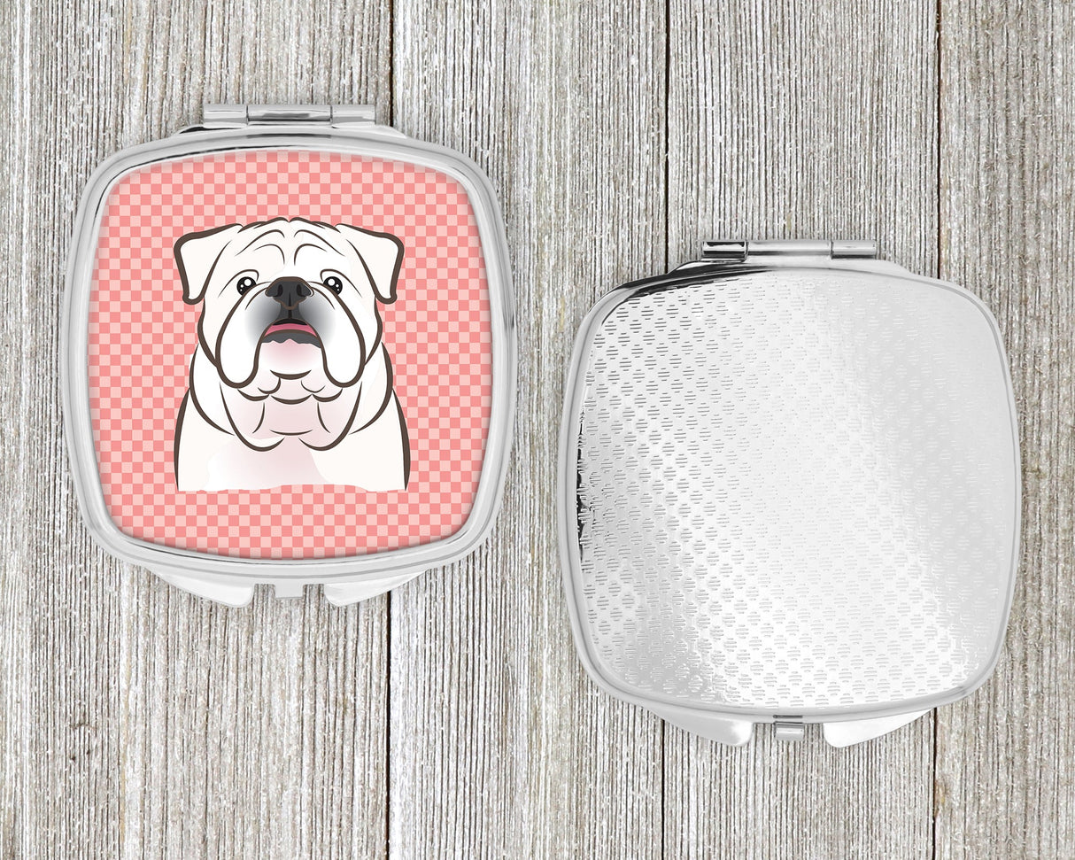 Checkerboard Pink White English Bulldog  Compact Mirror BB1220SCM by Caroline's Treasures