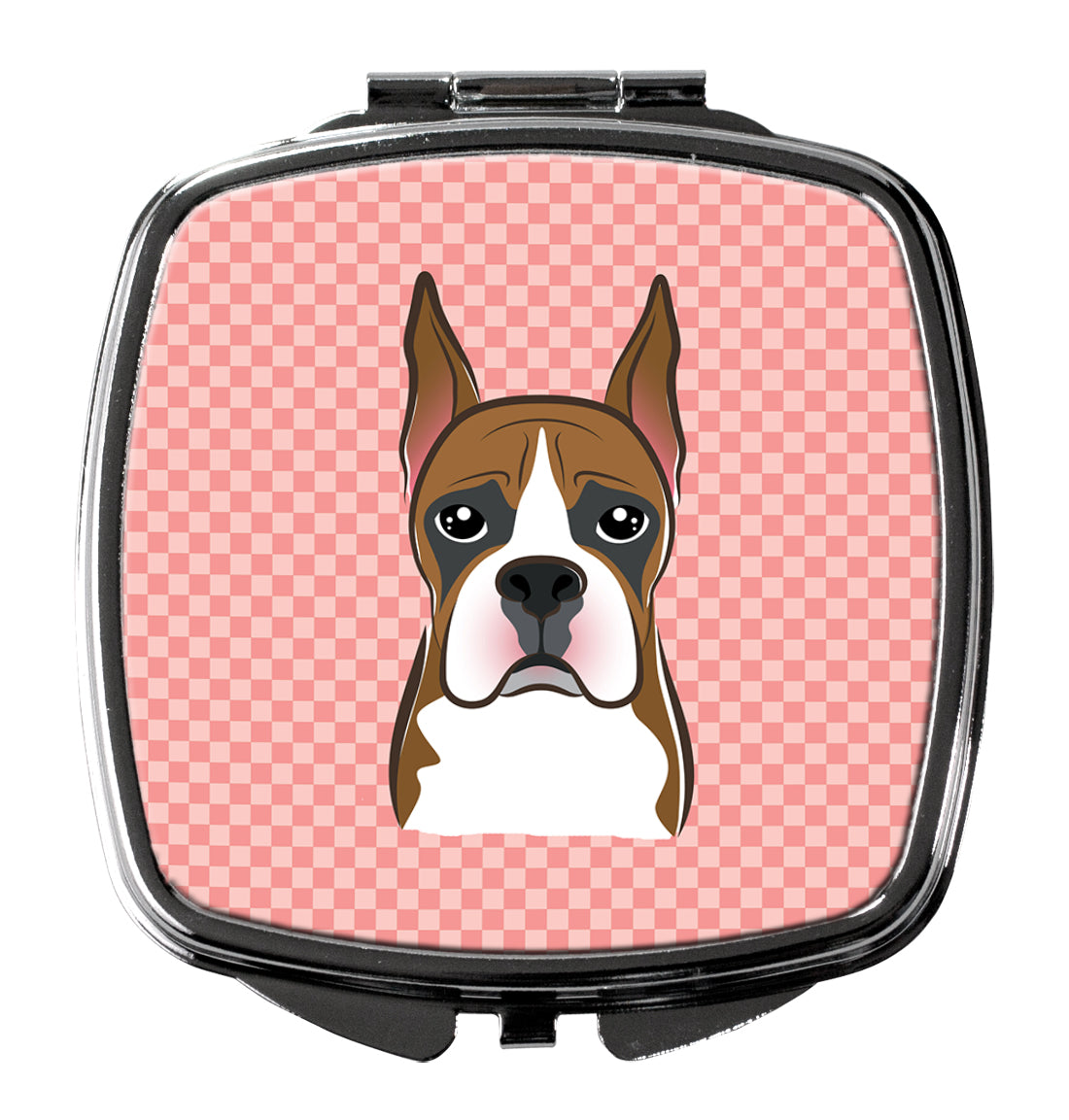 Checkerboard Pink Boxer Compact Mirror BB1223SCM by Caroline's Treasures