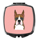 Checkerboard Pink Boxer Compact Mirror BB1223SCM by Caroline's Treasures