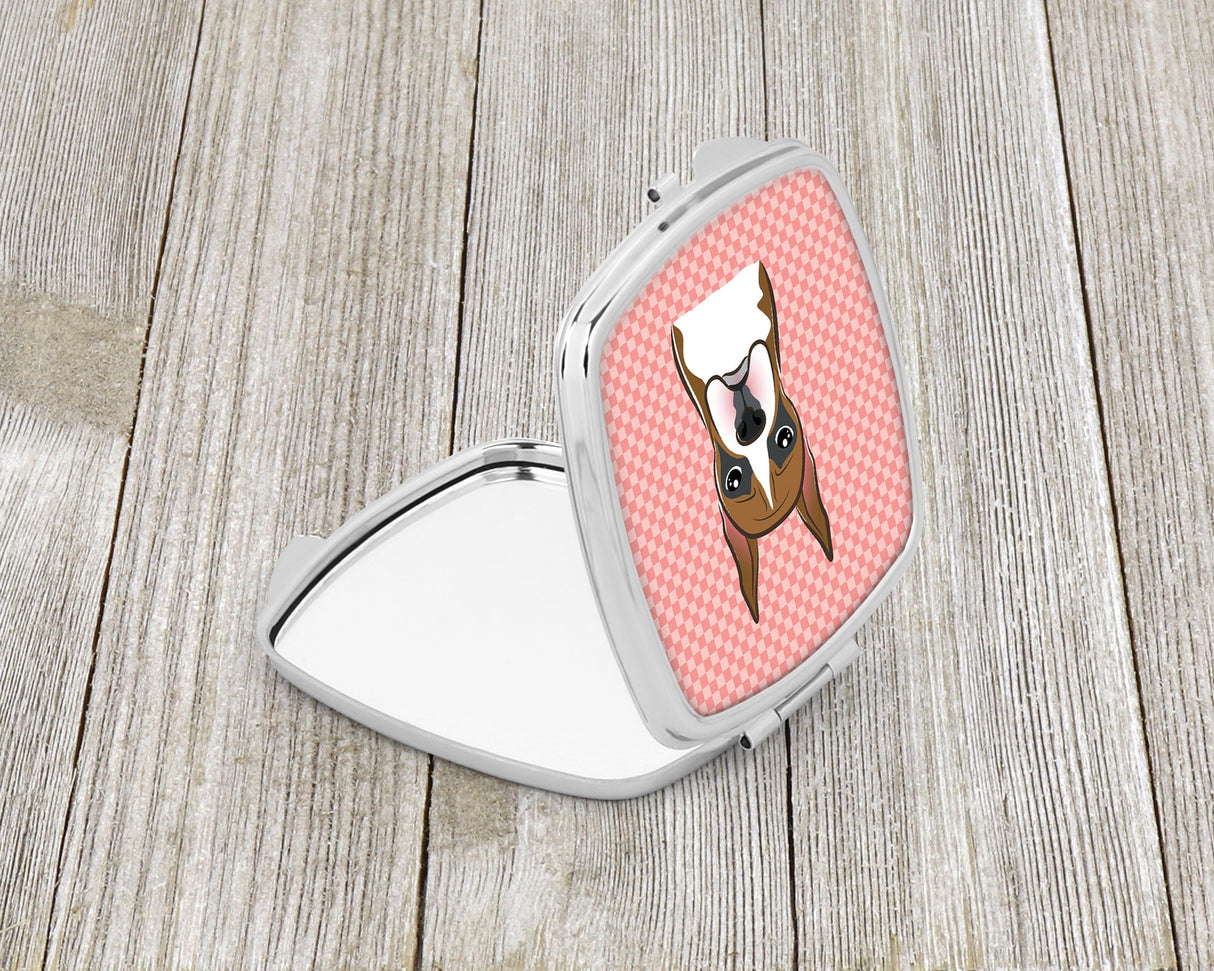 Checkerboard Pink Boxer Compact Mirror BB1223SCM by Caroline's Treasures