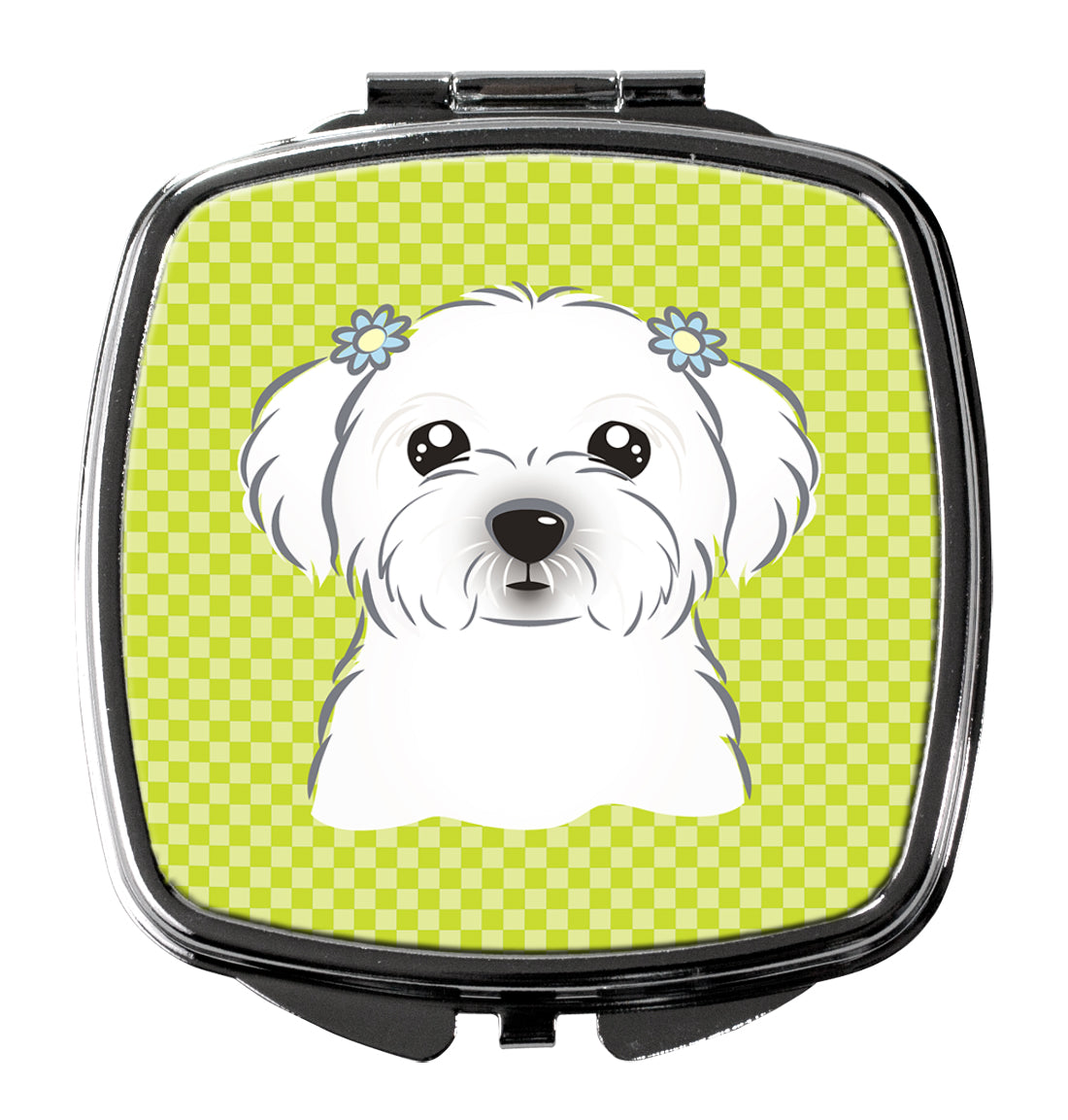 Checkerboard Lime Green Maltese Compact Mirror BB1270SCM by Caroline's Treasures