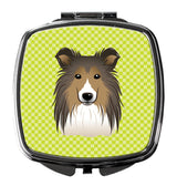 Checkerboard Lime Green Sheltie Compact Mirror BB1304SCM by Caroline's Treasures