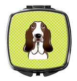 Checkerboard Lime Green Basset Hound Compact Mirror BB1305SCM by Caroline's Treasures