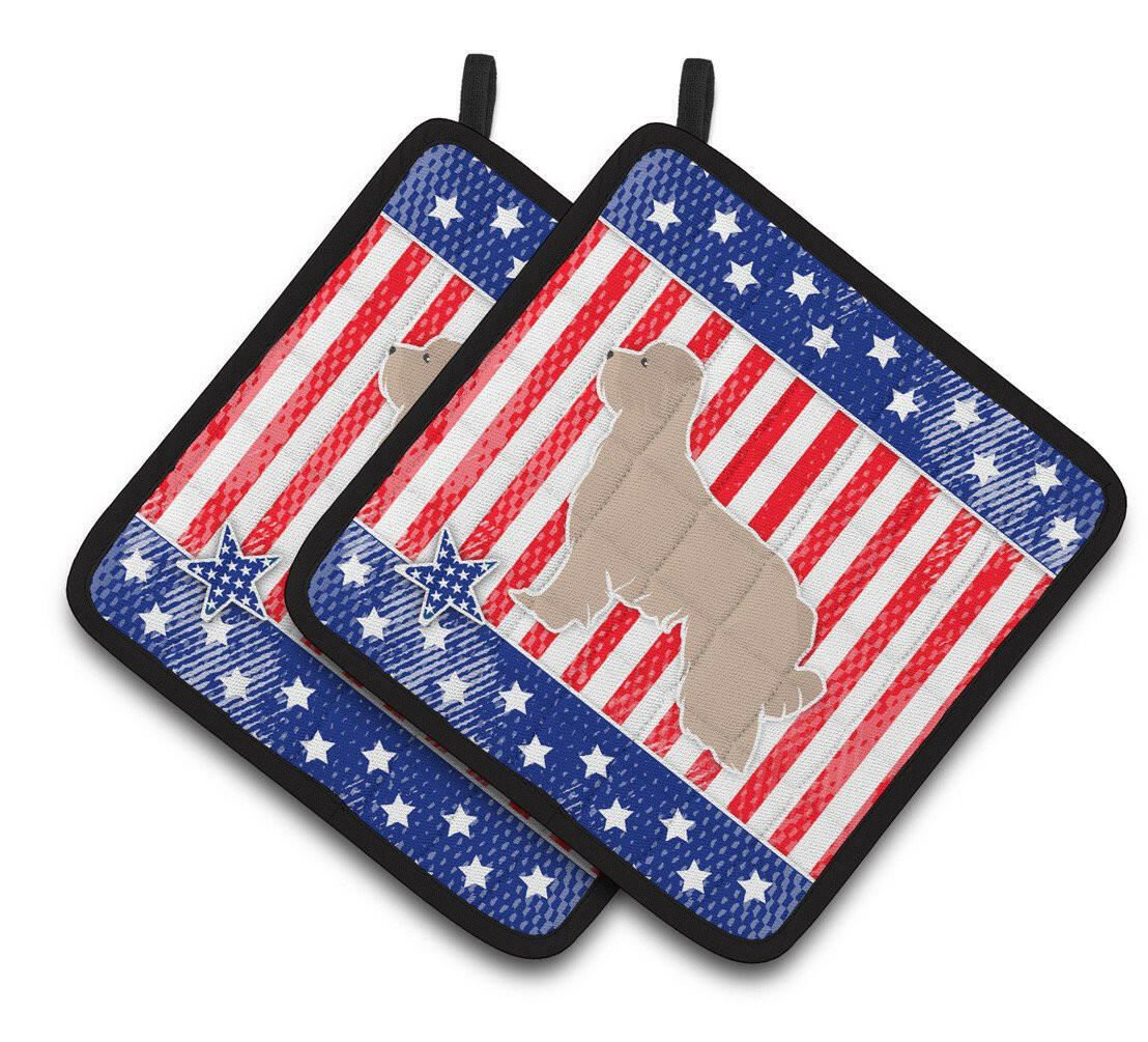 USA Patriotic Pyrenean Shepherd Pair of Pot Holders BB3318PTHD by Caroline's Treasures