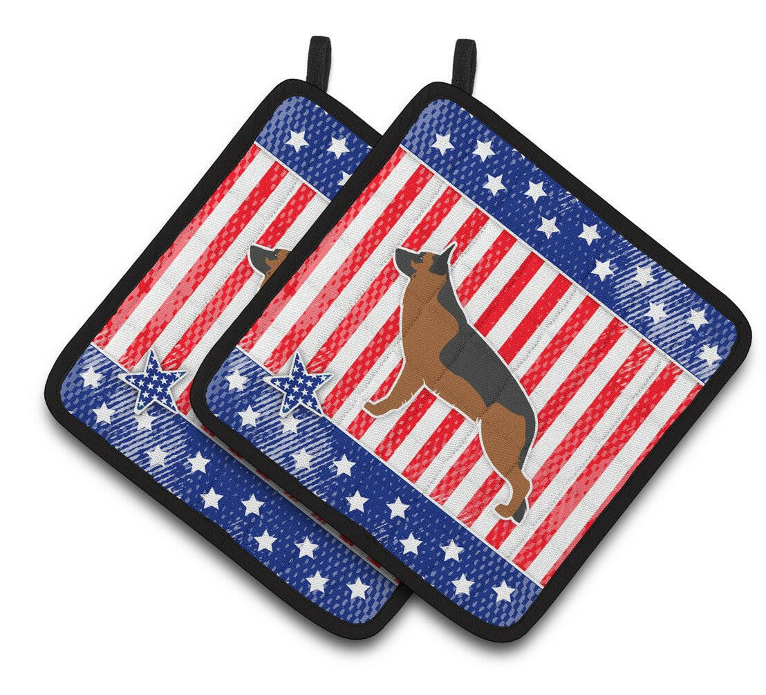 USA Patriotic German Shepherd Pair of Pot Holders BB3324PTHD by Caroline's Treasures