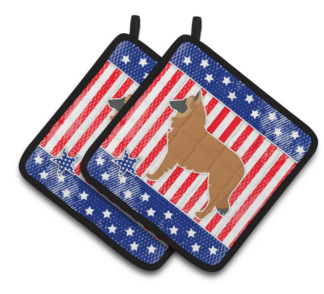 USA Patriotic Belgian Shepherd Pair of Pot Holders BB3361PTHD by Caroline's Treasures