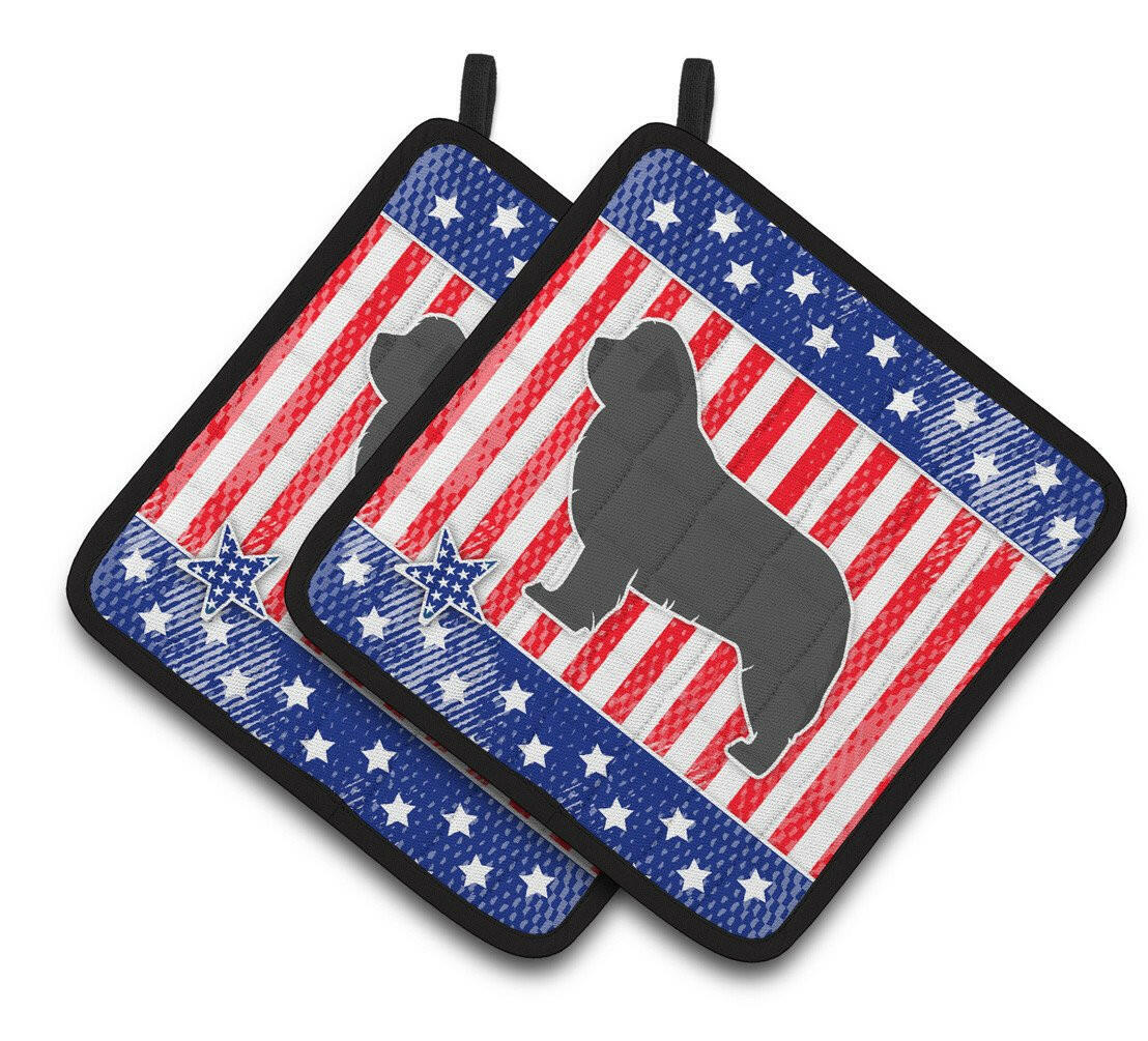 USA Patriotic Newfoundland Pair of Pot Holders BB3364PTHD by Caroline's Treasures