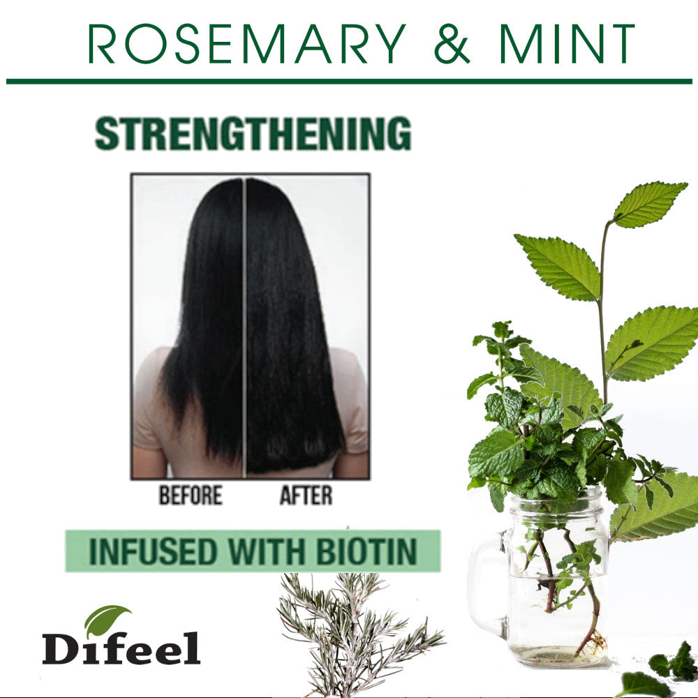 Difeel Rosemary and Mint Hair Strengthening Shampoo and Conditioner with Biotin 12 oz. 2-PC Set by difeel - find your natural beauty