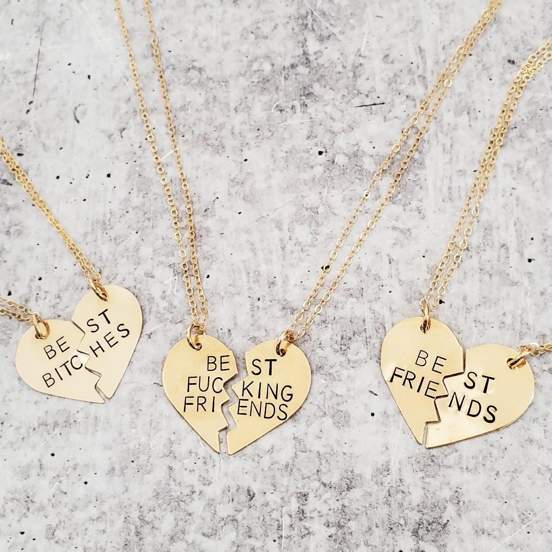 BEST BITCHES Broken Heart Friendship Necklace by Salt and Sparkle