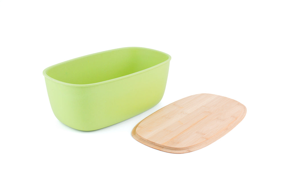 Bamboo fiber Large Bread Bin with Reversible lid -Green Bin by Peterson Housewares & Artwares